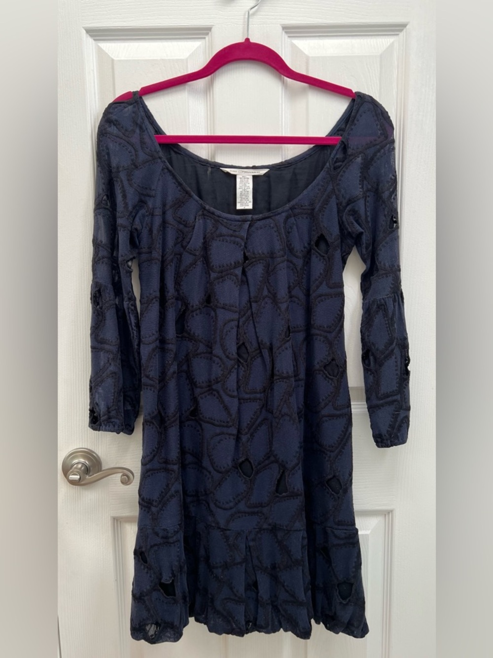 Diane Von Furstenberg Navy Blue Madis Cutout Lace Embroidered Dress Size 4